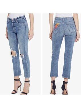MOTHER The Tomcat Ankle Helter Skelter Lightning Bolt Jeans Size 27